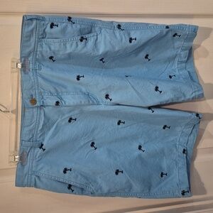 Izod Blue Shorts with Palm Tree Design In Size 38 With 9 Inch Inseam